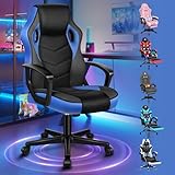 ALFORDSON Racing Schreibtischstuhl, Ergonomischer höhenverstellbarer & gepolsterter 150 kg belastbarer Bürostuhl, Drehbarer PC-Gaming-Stuhl fürs Homeoffice, PU-Leder und Stoff, Blau