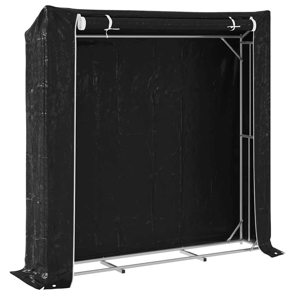vidaXL Leñero con Protector de Lluvia 200x40x200 cm Acero galvanizado, Almacenamiento de leña, Soporte para leña para Chimenea, Almacenamiento de leña para Interior