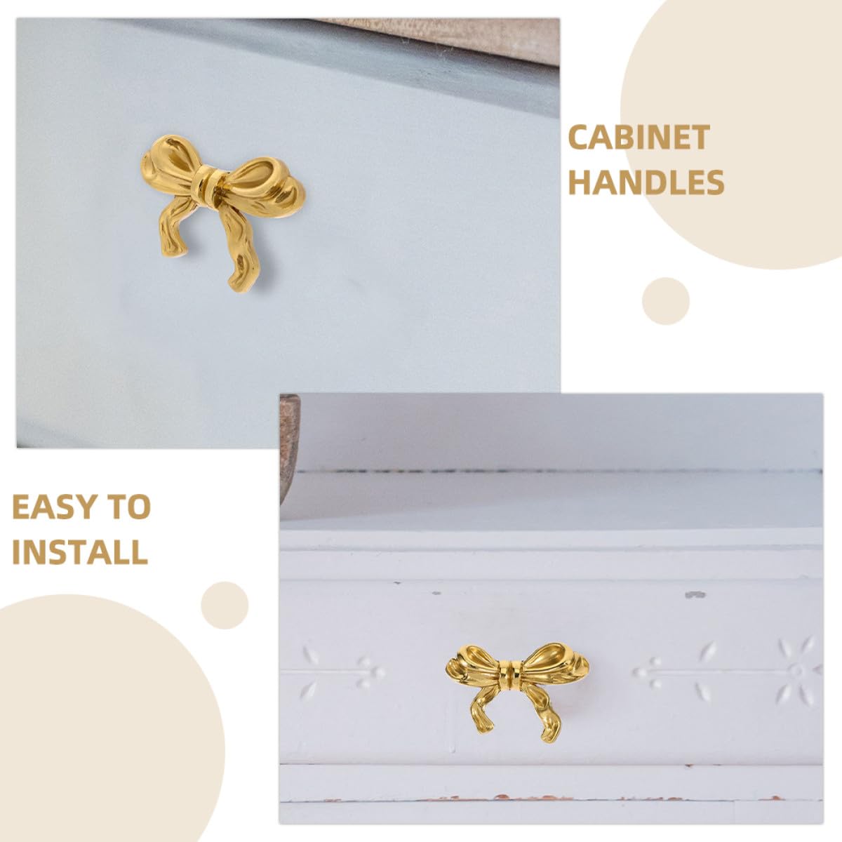 MAGICLULU Pomelli Mobili in Ottone a Forma di Fiocco 4 Pezzi, Design Ergonomico ed Elegante, Manopole Versatili per Cassetti e Armadi in Cucina e Camera