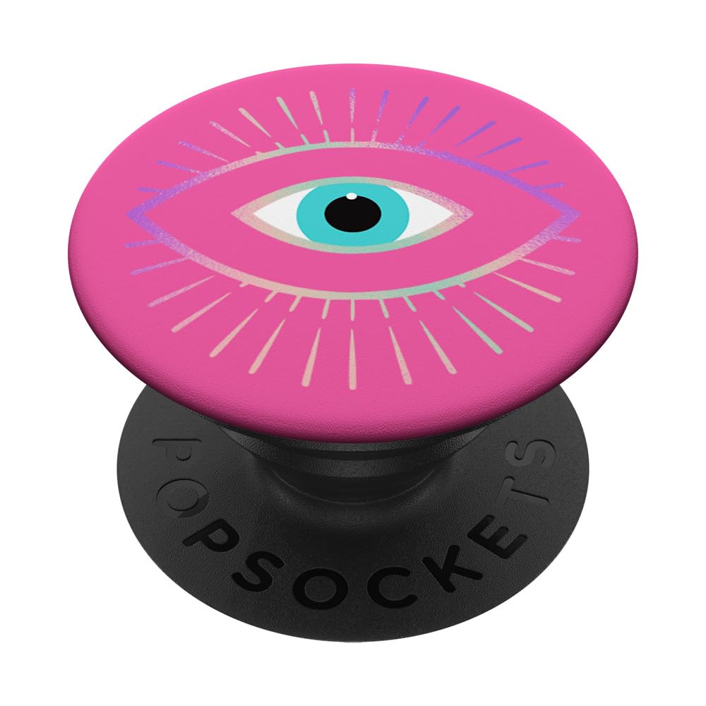 Rainbow Evil Eye Pink PopSockets Adhesive PopGrip