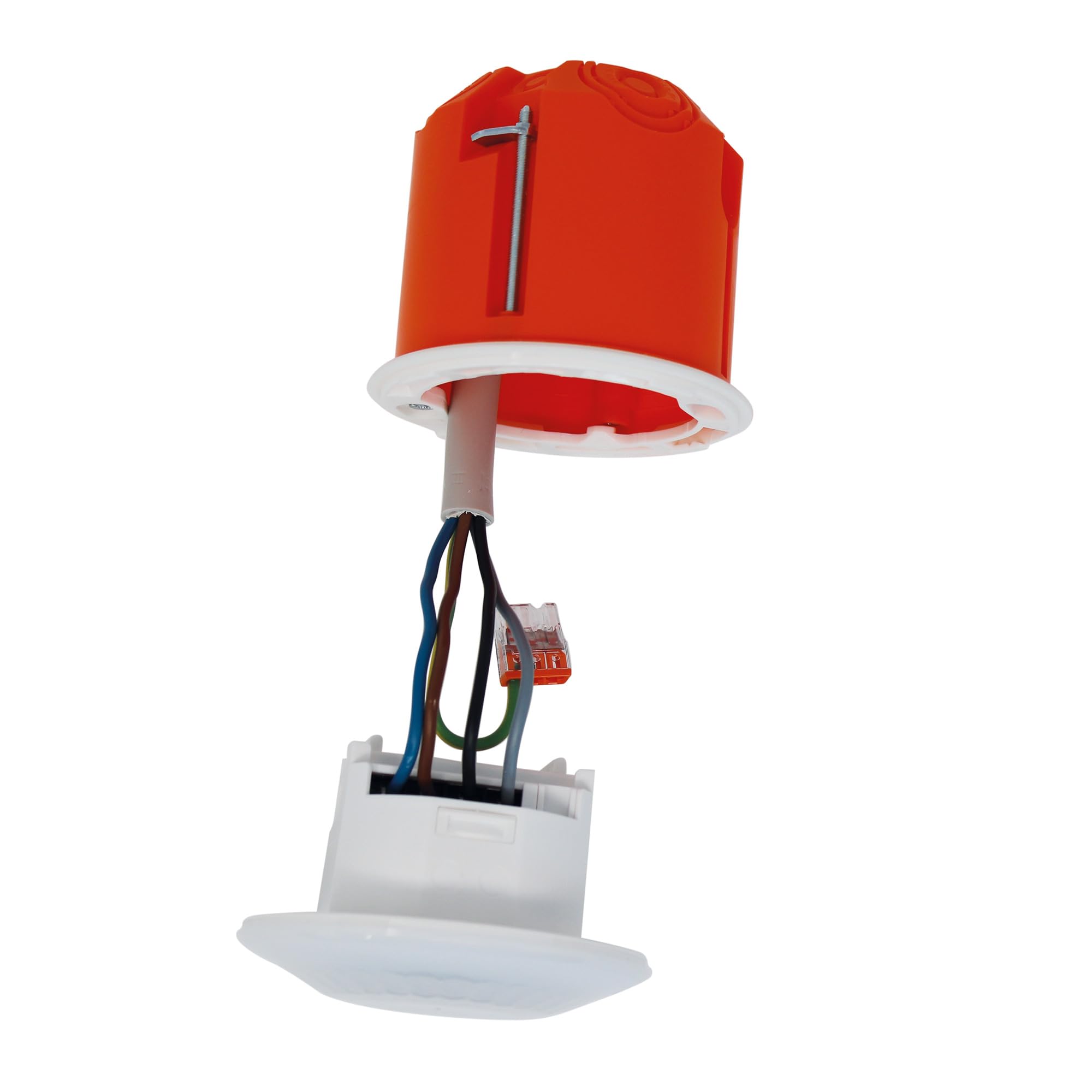 Theben 1030052 LUXA 103 S360-100-12 DE-UP WH Detector de Presencia 360° PIR | empotrado en techo, 12 m, 1 canal, 400 W LED, IP54, 15 s-30 min, medición de luz mixta, mando a distancia, Teach-in, blanco
