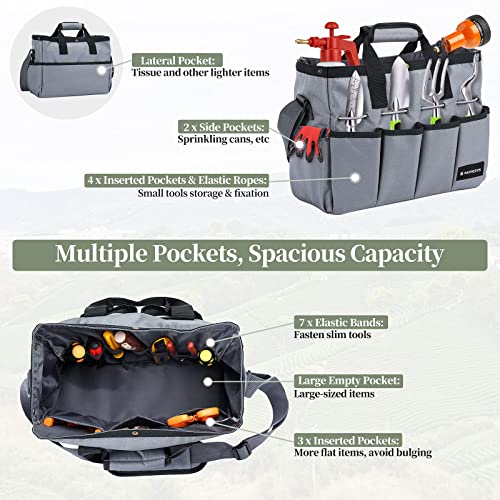 image for Raynesys Garden Tool Set Tote Bag, Gardening Tool Bag Organizer with P