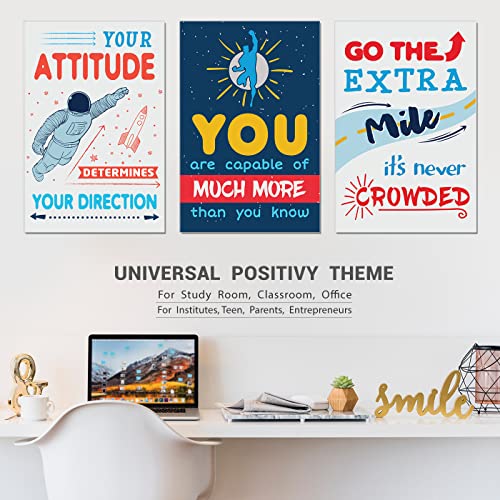 Image of Chaka Chaundh Motivational Wall Posters (Set of 10) - For Room, Boys - Inspirational Chalkboard Design (18 X 12 Inches) (Blue & White)
