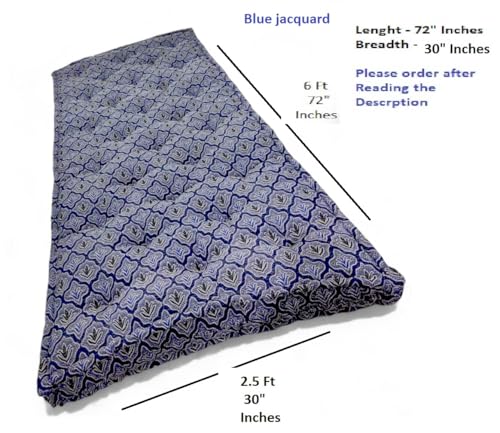 Image of Adim's Soft Cotton Box Quilt Mattress | Mattress offers a combination of comfort, durability and style,making it an excellent choice for a restful night's sleep (Blue Jacquard Design, 30X72 X5 Inches)