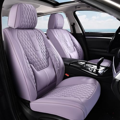 Image of Coverado Seat Covers Front Seats, Purple Car Seat Cover with Lumbar Support, Waterproof Car Seat Cushion, Front Car Seat Covers Leatherette Car Seat Protector Universal Fit Most Cars