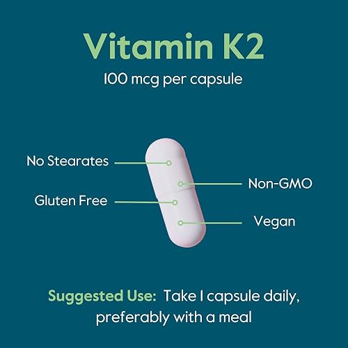 Miniatura 5 de BESTVITE Vitamina K2 100 mcg como MK-7 (120 cápsulas vegetarianas), sin estearatos, vegano, sin OMG, sin gluten