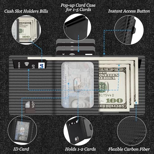 Slim Pop Up Wallet for Men - RFID Blocking Minimalist Magnetic Wallet with Gift Box, Case Money Cash Slot, Smart Pop Up Credit Card Holder, Boyfriend Mens Father Husband Birthday Festival Gifts3