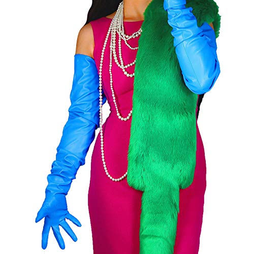 Image of DooWay Unisex 90CM LONG LEATHER GLOVES Oversized Loose Fit 35 Inches Shoulder Length Faux PU for Adult Party Cosplay Costume