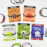 Sports Valentines Day Gifts Cards with Bracelets for Kids Classroom,30 Pack Adjustable Bracelets for Boys Girls,Valentine Non Candy Treats,Party Favors,Goodie Bag Stuffers,School Prizes for Toddlers