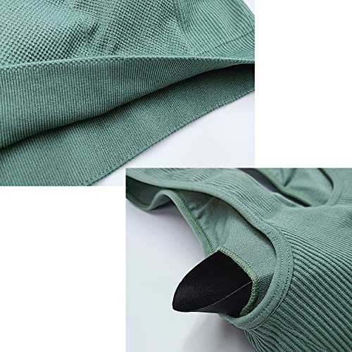 Women 2 PCS Workout Set Seamless Super Soft Material 2019 Deep V Neck Bra+Leggings Sports Suit Yoga Outfits (Light Green, M)