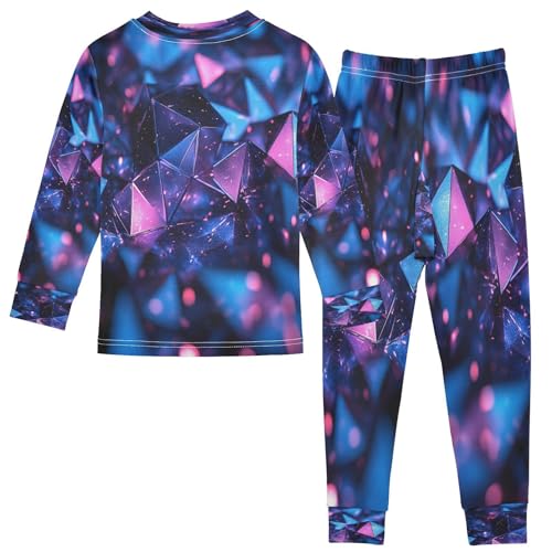 Pajama Sets Long Sleeve Abstract Structure Dark Blue Soft Comfy Sleepwear 2 Piece PJS 3-8T3