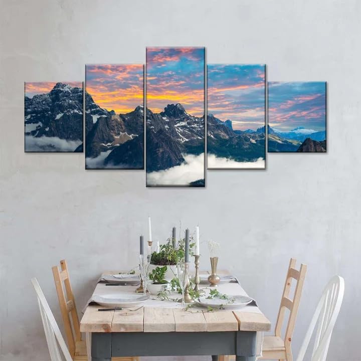 Toile paysage de montagne encadrée pour habiller facilement un grand mur vide
