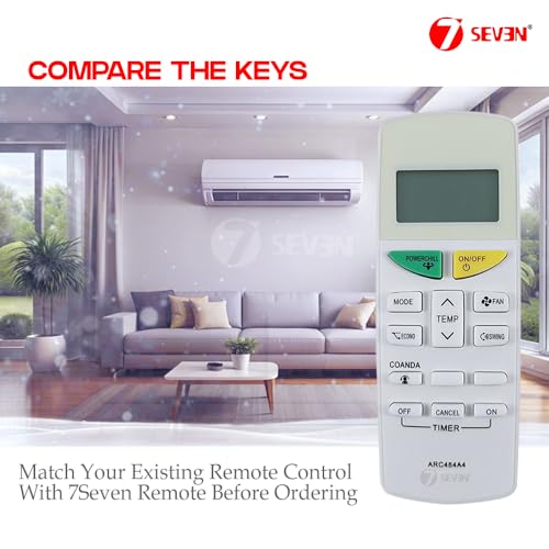 Image of 7SEVEN Compatible with Daikin AC Remote Control ARC484A4 Model 132G Suitable for Split and Window 1 1.5 2 Ton Air Conditioner Remote - Match Each Key by Key Exactly with existing AC Remote Function
