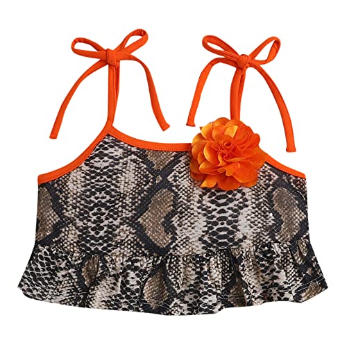 Image of Hopscotch Girls Polyester Animal Print Top and Short Set in Brown Color