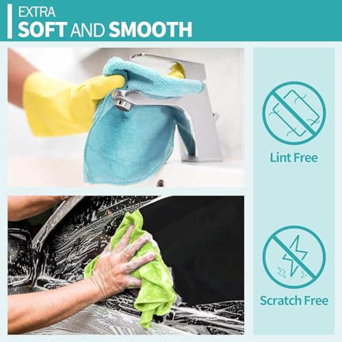 Image of Showstopper Microfiber Cleaning Cloth,11 Pack Cleaning Rag,Cleaning Towels 250GSM (11 Colors, 40cm X 40cm)