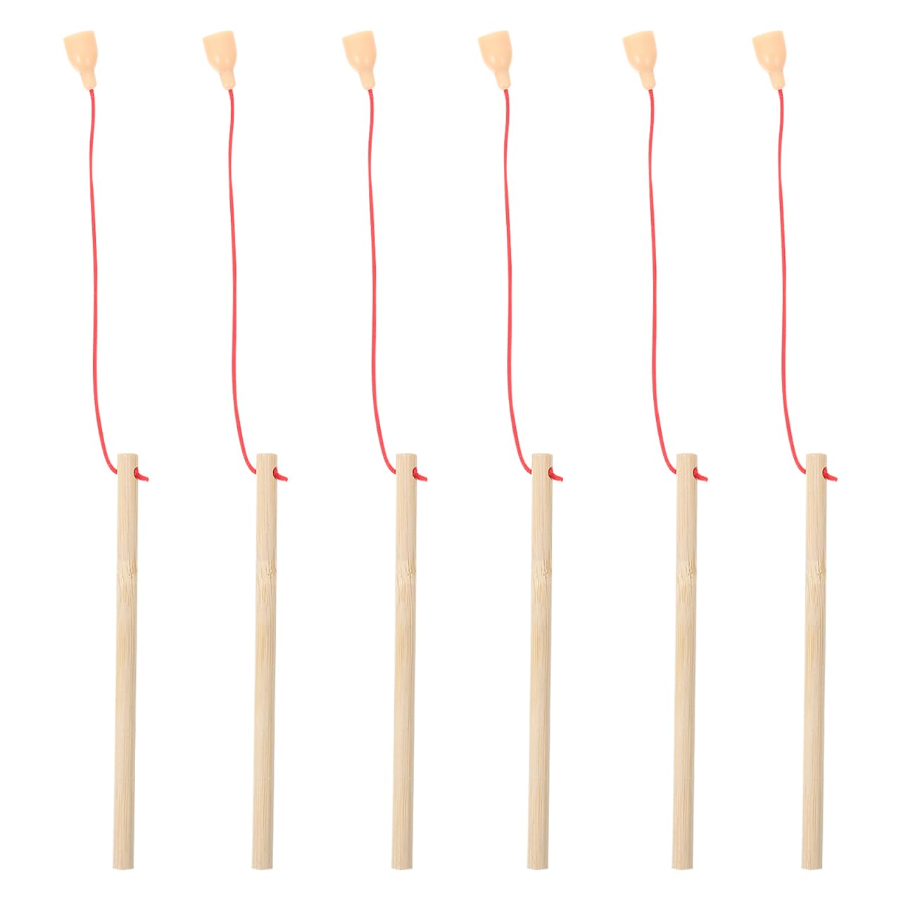 6pcs Wooden Fishing Poles Educational for Kindergarten Boy Girl Safe Lightweight Wood Fishing Rods for Parent-boy Girl Play Game