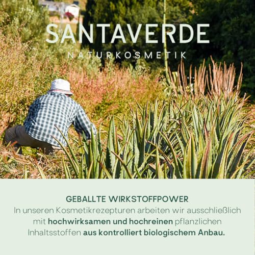 Santaverde / hydro żel regenerujący / żel do pielęgnacji twarzy / intensywnie nawilżający / do wszystkich rodzajów skóry / nadaje nawilżony, regenerowany i relaksujący wygląd skóry / przyjemny zapach / czysty sok z aloesu / własny, kontrolowana biologiczna uprawa / twarz i dekolt / unisex / 100% wegański / 30 ml