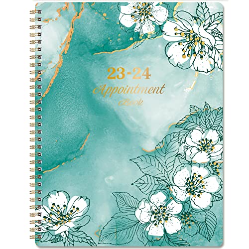 Appointment Book 2023-2024 - 2023-2024 Daily Hourly Planner, 7.9" x 9.8", Jul. 2023 - Jun. 2024, 2023-2024 Weekly Appointment Book with 30-Minute Interval + Thick Paper + Twin-Wire Binding + Printed Tabs-Green