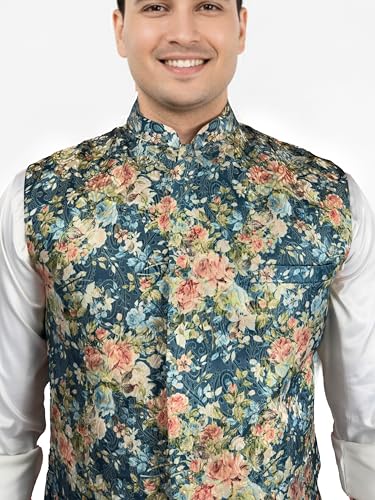 Image of VASTRAMAY Men's Silk Blend Nehru Jacket | Festive Ethnic Attire for Wedding, Party & Ramzan | Traditional Outfit - Eid Special