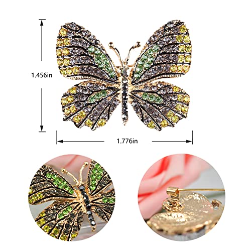 Image of Gyn&Joy Multi-Color Crystal Rhinestone Winged Butterfly Pin Brooch BZ030