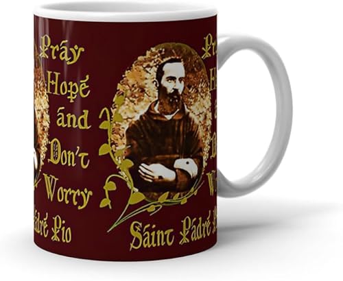 Miniatura 3 de Taza de café de cerámica blanca para San Padre Pio 15 11 onzas para microondas católica para el hogar, boda, lavavajillas, fiesta, té, vacaciones,