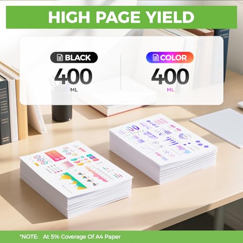 Image of 843A Ink Cartridge 400ml Set 4-Pack with Chip Replacement for HP 843A Ink C1Q57A C1Q58A C1Q59A C1Q60A for PageWide XL 4000 4100 4500 4600 5000 5100 Wide Format Printers (Black, Yellow, Magenta, Cyan)