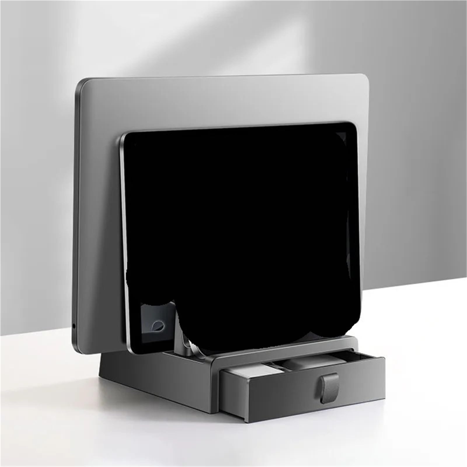 Laptop Ständer Vertikal Kunststoff-Laptopständer mit Schubladen, Computer-Rack-Halter for Desktop-Aufbewahrungsbasis