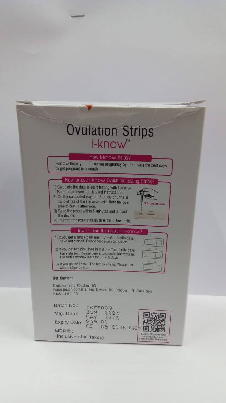 I-know Ovulation Testing Strips for women - 5 count, Pack Of 2 1