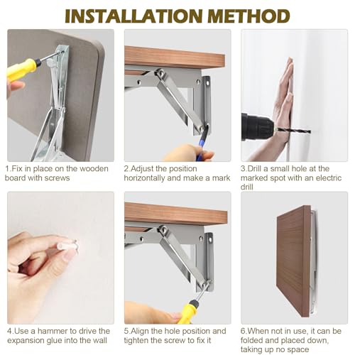 Klappkonsole Schwerlast 250mm, 2 Stück Edelstahl Klappkonsolen Klappkonsole Tisch Klappregalhalterungen Klappträger Regalträger, Wandregal Regalunterstützung Klammer für DIY Halterung, Klapptisch