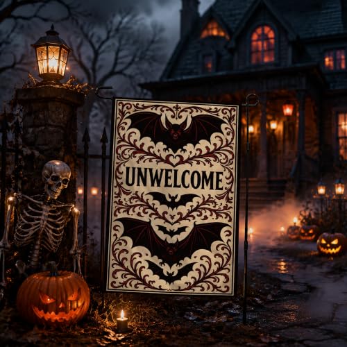 Halloween Decorations Outdoor - UNWELCOME Garden Flag - image 4