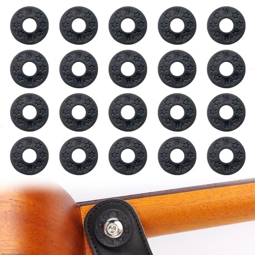 SYEYCW 20 Stück Schwarz Gitarrengurtschlösser, Weiche Gummi...