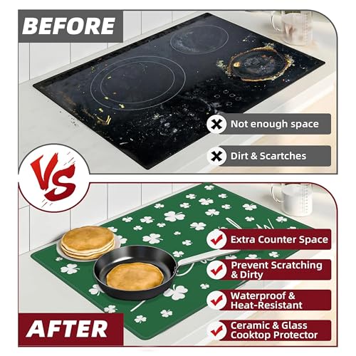 Image of St. Patrick's Day Stove Top Cover 29''x21'' for Electric Stove - Stove Mat for Glass Top Glass Cooktop Protector For Kitchen Multifunctional Oven Covers for Electric Stove