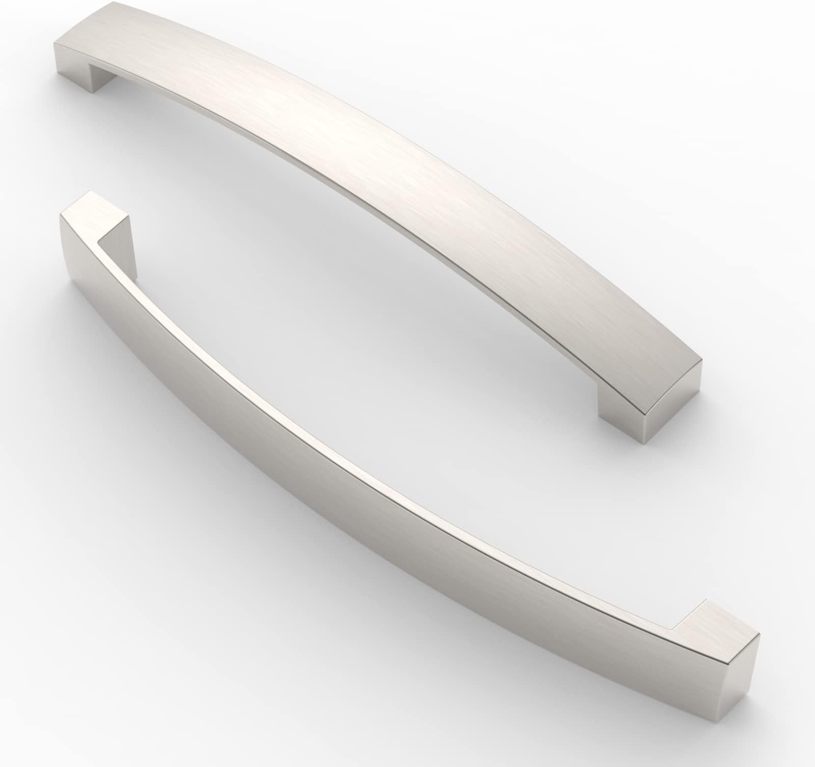 10 Pack Cabinet Handles, Hardware Drawer Pulls, Aluminum Kitchen Cabinet Door Handles Pull, Brushed Nickel-160mm(6.3 Inch) Hole Center