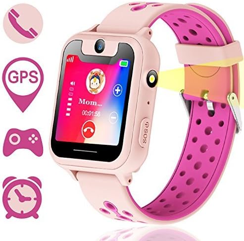 Kids GPS Smartwatch, Anti-lost Smart Watch for Children Girls Boys Compatible for iPhone Android (Pink)