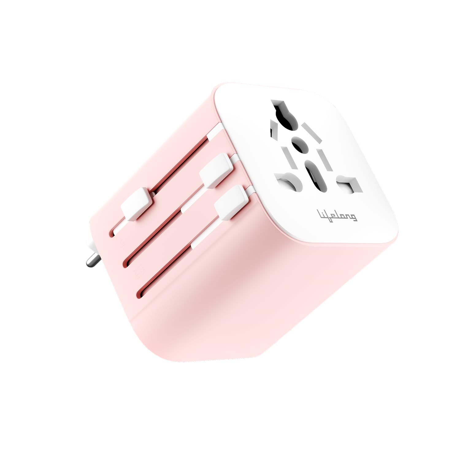 Lifelong Universal Travel Adapter 10A, 2500W Power Output - 150+ Countries (US/UK/EU/AU/Asia), Dual Fuse Protection, Compact Worldwide Power, 9-Hole International Socket, Pink-image-29