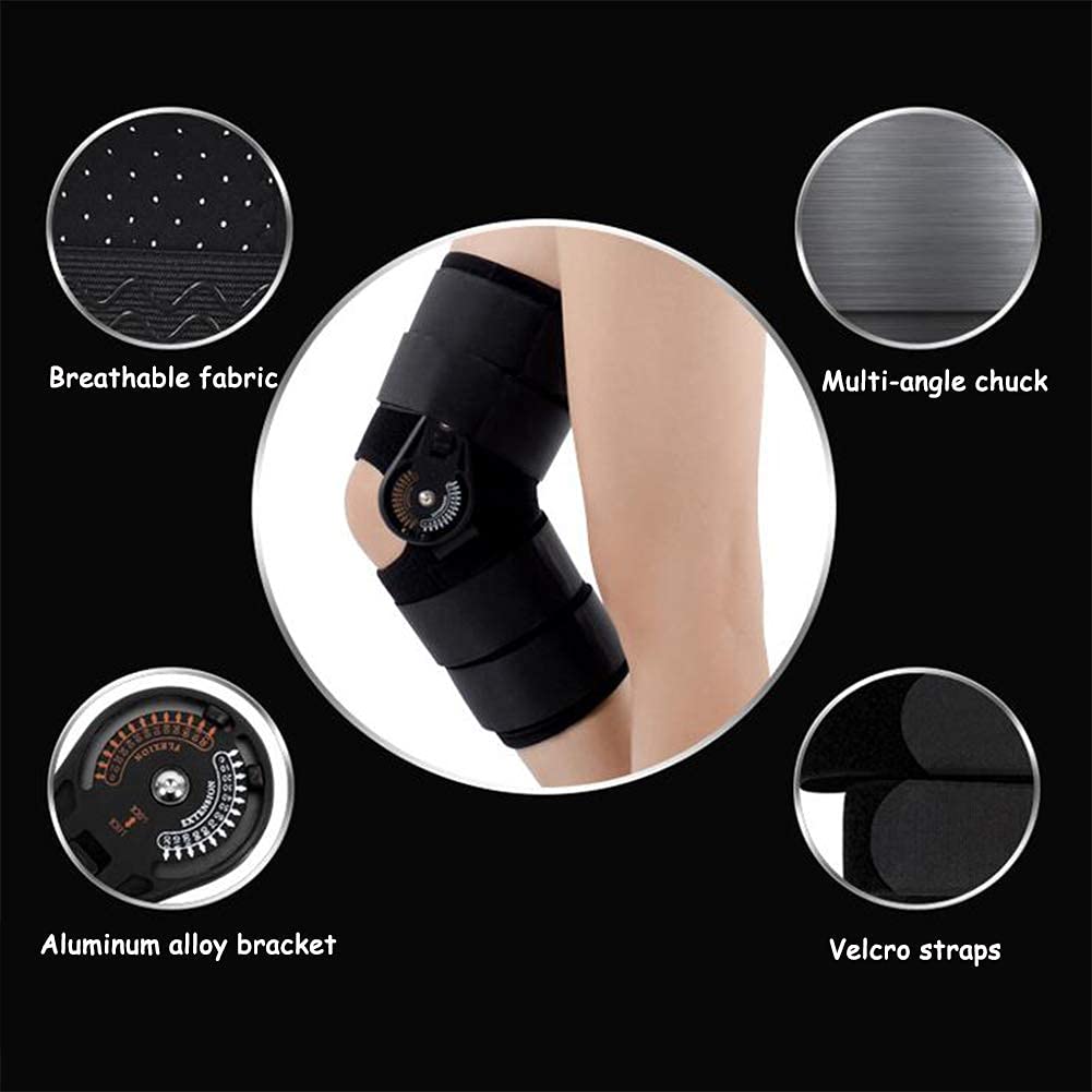 Rodillera con bisagras, Soporte Ajustable, Almohadilla estabilizadora, Rodilleras postoperatorias para protección preventiva, Dolor Articular FKnee