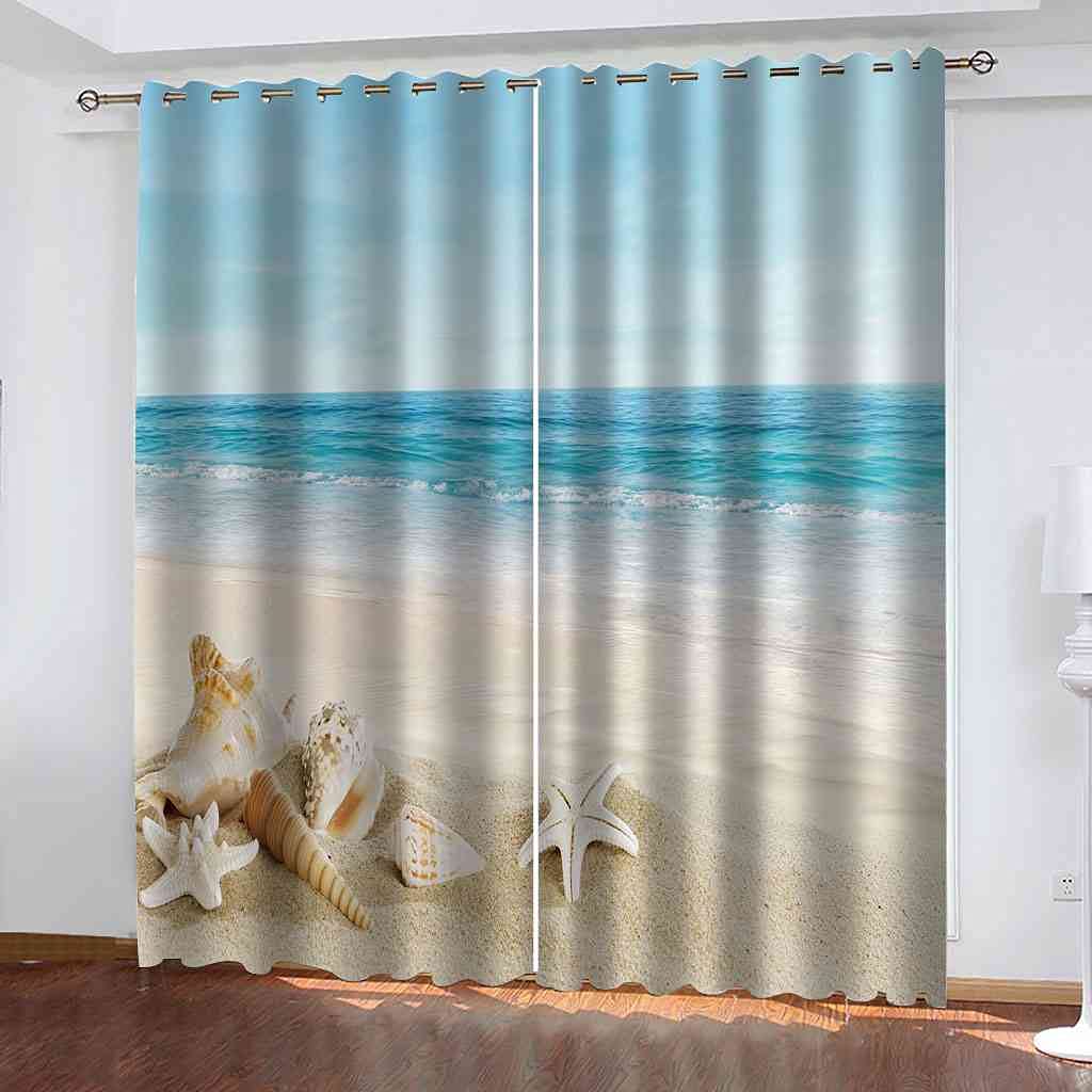 Rideaux occultants 3D plage lot de 2 thermiques et isolants phoniques 264x242 cm pour salon et chambre