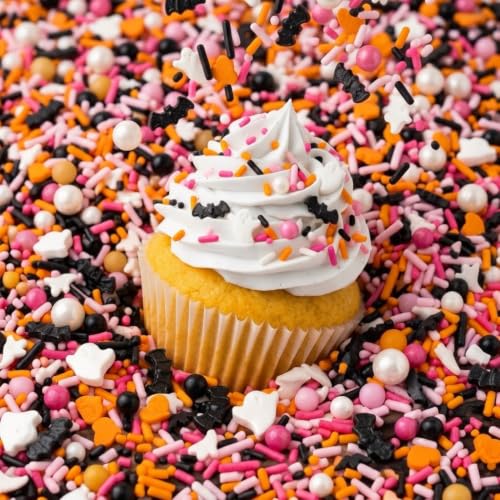 Image of Manvscakes Sprinkles - Themed Sprinkles for Cake Decorating, Sprinkle Mix for Cookies, Ice Cream, Fondant Cake, Caramel Apples, Cupcakes & Other Desserts, Assorted Halloween Sprinkles, 4 oz