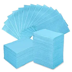 Dental Bibs - Usiriy 50Pcs Disposable Tattoo Bibs Tattoo Table Covers Patient Bibs Tattoo Tray Covers 3 Ply Dental Bibs Sheets Cloths Waterproof for Tattoo Bibs Tattoo Supplies Blue