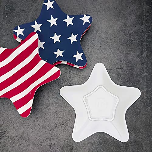 Supreme Housewares Patriotic Star Shaped Plates Set Of 4 Melamine Salad Plates Appetizer And Dessert Plates For 4Th Of July Independence Day, 8 Inch Star Plates #TOP7