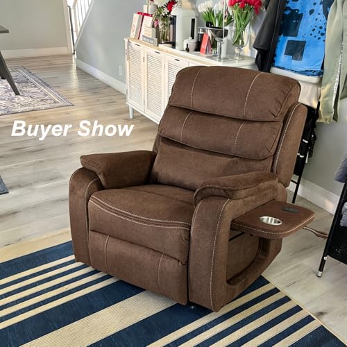 Image of Large Power Lift Recliner Chair for Adults Elderly, Dual Motor Electric Recliner 400LBS, Lay Flat Recliners with Folding Tablet, Wireless Charging, Extended Footrest, USB Ports