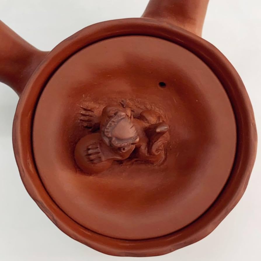 茶注6手捻朱泥玉獅子】間野弥平共箱