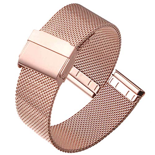 REOTTI 時計ベルト ステンレス メッシュ スライド式 4色 12mm 14mm 16mm 17mm 18mm 19mm 20mm 22mm (14mm, ローズゴールド)
