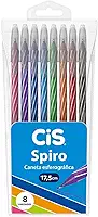 Caneta esferográfica 0.7mm Spiro com 8 unidades Cis