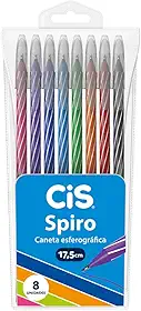 Caneta esferográfica 0.7mm Spiro com 8 unidades Cis