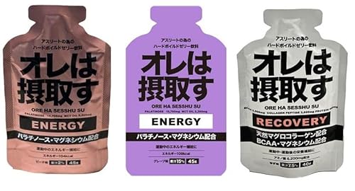 オレは摂取すジェル エネルギー(ピーチ1個、グレープ1個)、リカバリー(ゆず1個)【3個セット品】マラソン ランニング サプリ