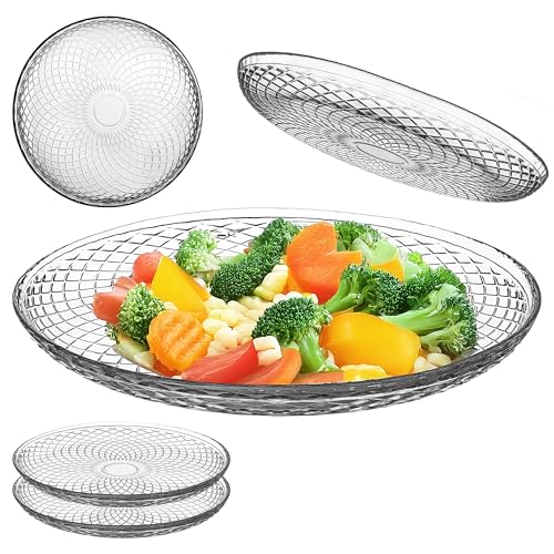 KADAX Lot de 2 assiettes en verre de 30 cm, assiettes rondes transparentes, grandes pour servir, idéales pour le dessert