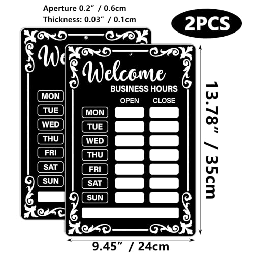 Lesnala 2Pcs Business hours sign Open hours signs for business Changeable store hours sign with stickers for Any Business Store Office and Glass Door or Window 13.78 x 9.45inch PVC Black - Thumbnail 6