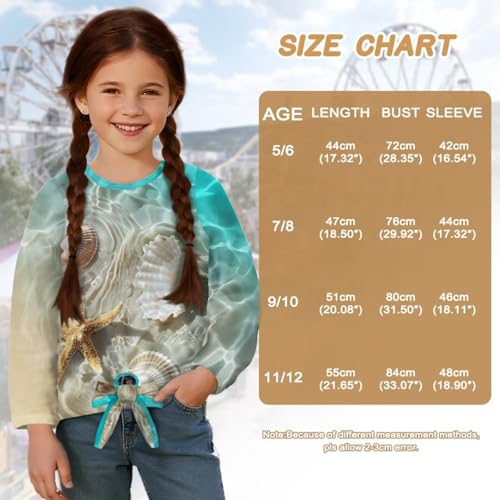 Girls Long Sleeve T-Shirt with Front Tie Children Crewneck Shirt Girls Tunic Tees3