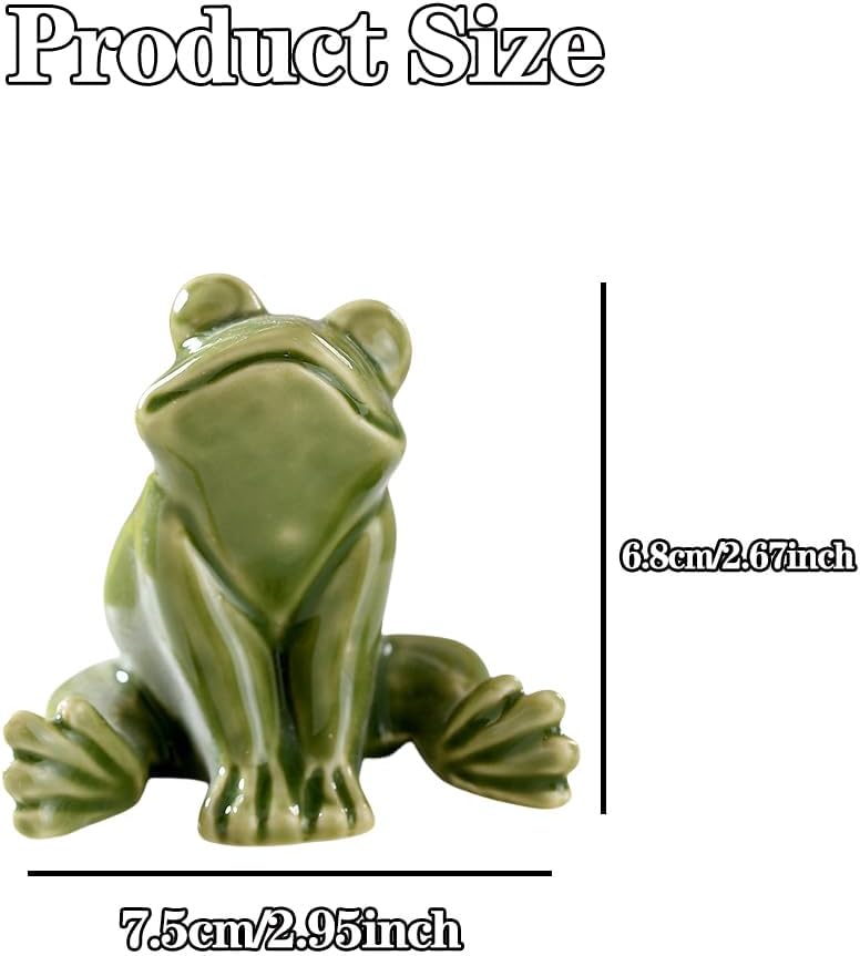 Ceramic Frog Toilet Bolt Covers Decorative, Set of 2 Tall Toilet Bolt Caps,Cute Frog Toilet Screw Cover Caps, Toilet Caps for Bottom of Toilet for Bathroom Decor, Easy to Install (B - Green)